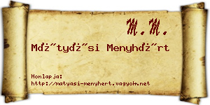 Mátyási Menyhért névjegykártya